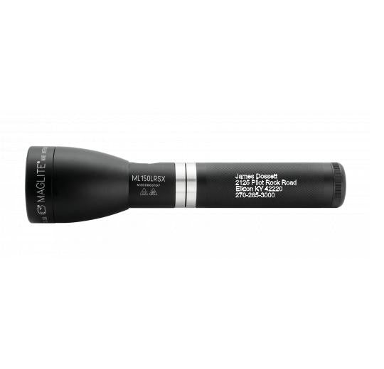ML150LRSX Rechargeable LED Fast-Charging Flashlight - Matte Black - Custom Tactical Engraving