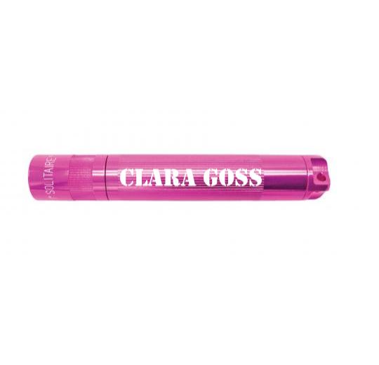 Solitaire LED Key Chain Flashlight - Pink - Custom Engraving