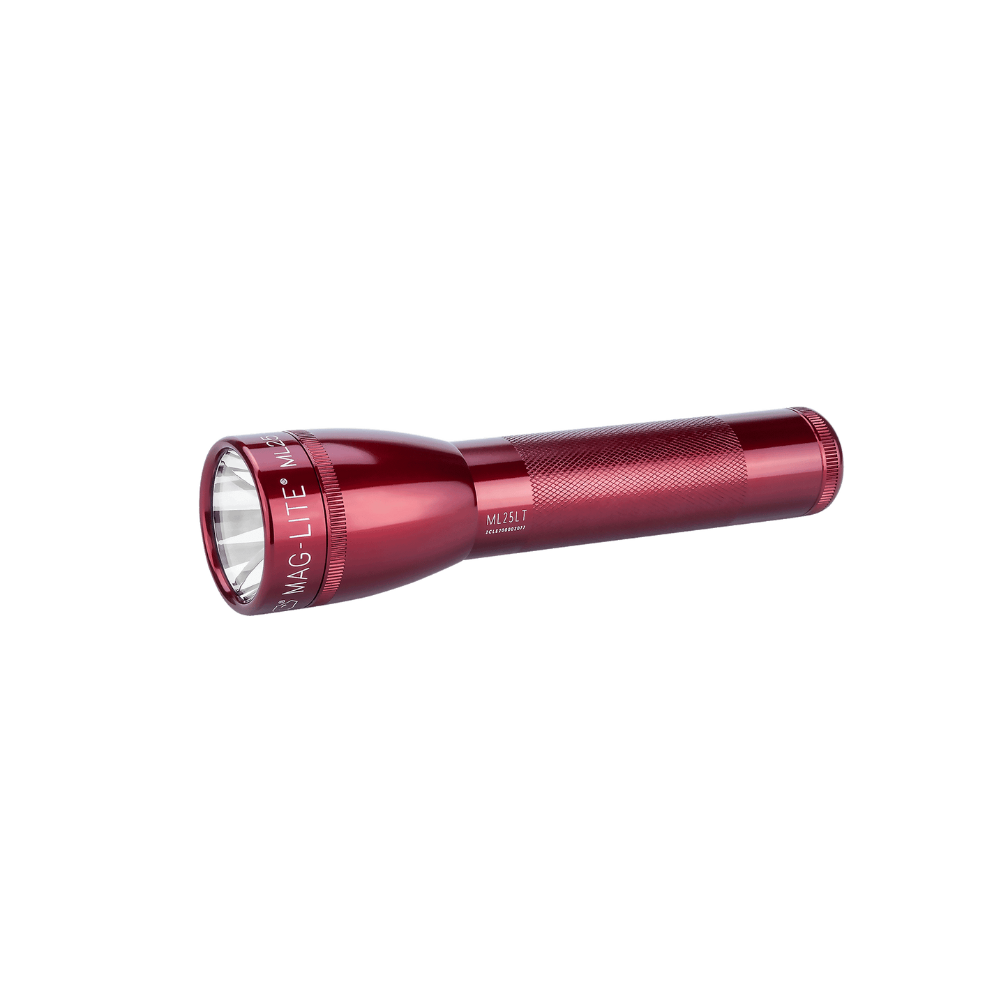 Red Maglite ML25LT LED 2C flashlight with knurled grip