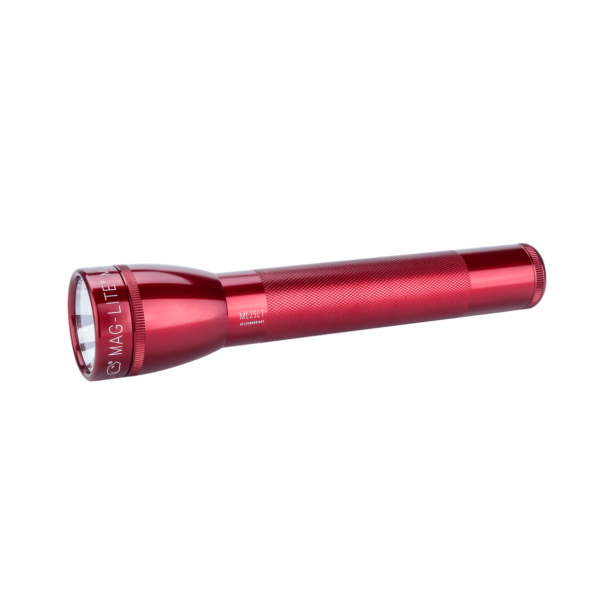 Red Maglite ML25LT LED 3C flashlight with knurled grip