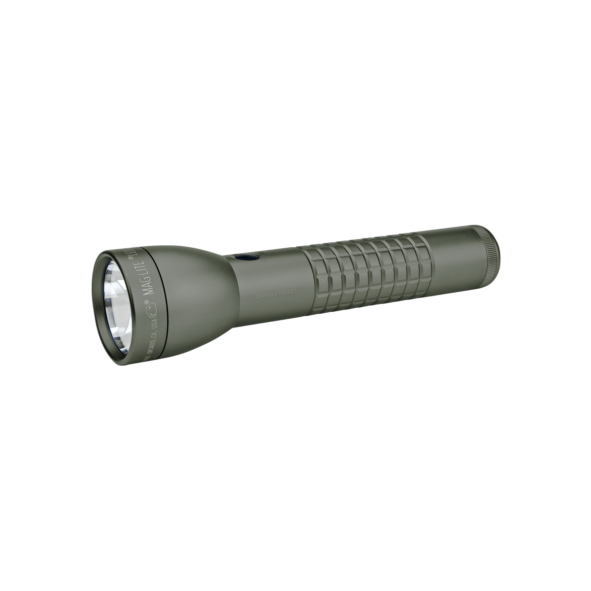 Maglite ML300LX LED 2D flashlight in olive drab green, partially visible along bottom edge