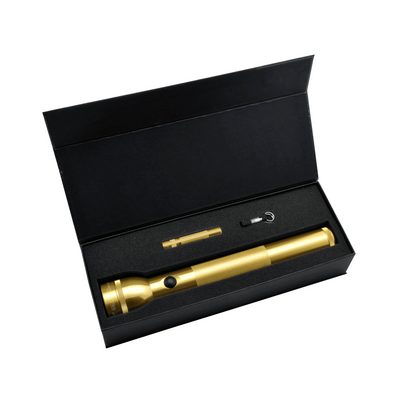 Maglite LED Gold Flashlight set with a gold solitaire and a 3-cell flashlight