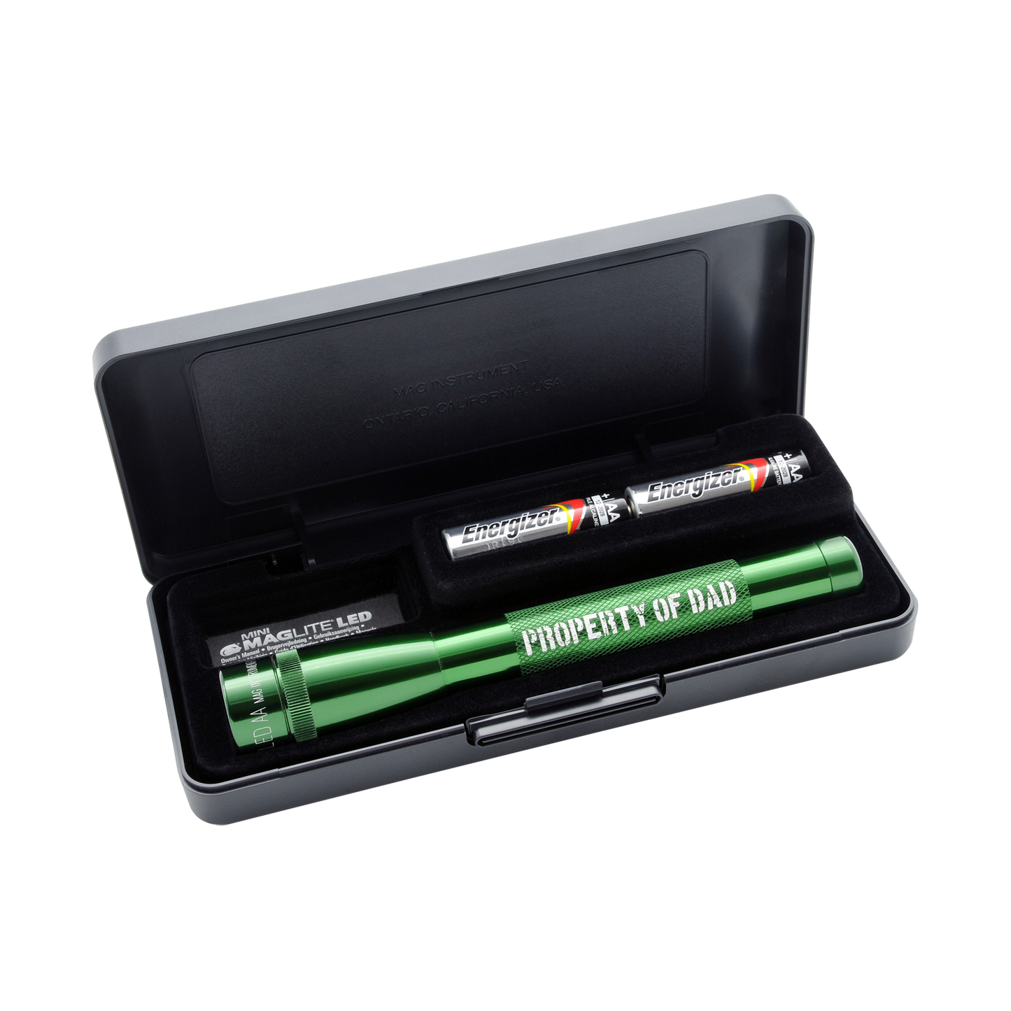 Mini Maglite LED 2AA Pocket Flashlight - Property of Dad - Green