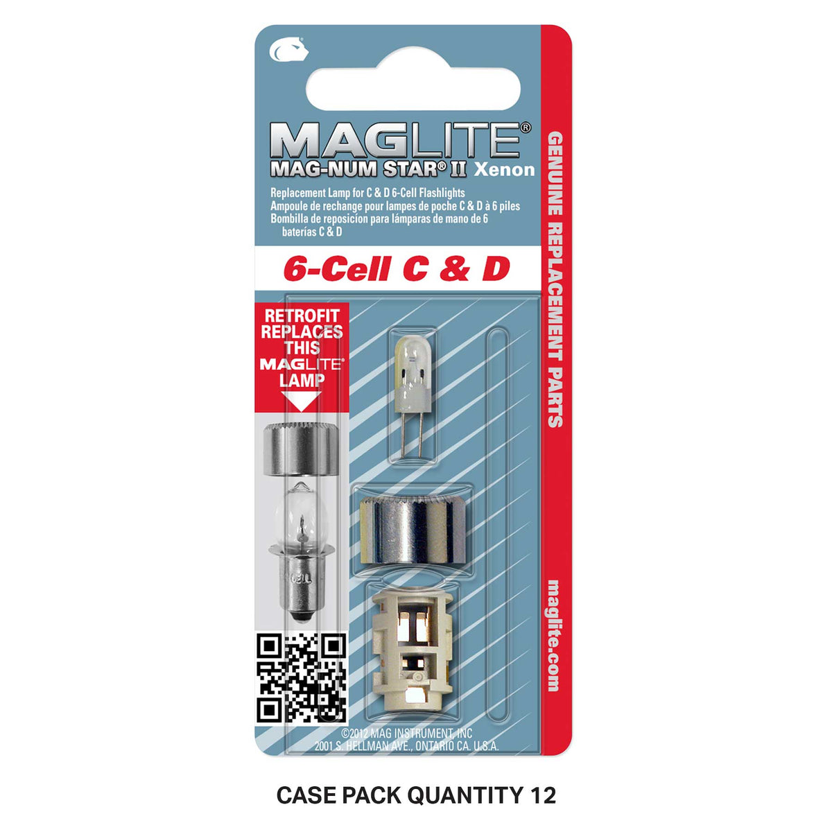 Maglite replacement lamp for 6-Cell C and D flashlights in blister pack