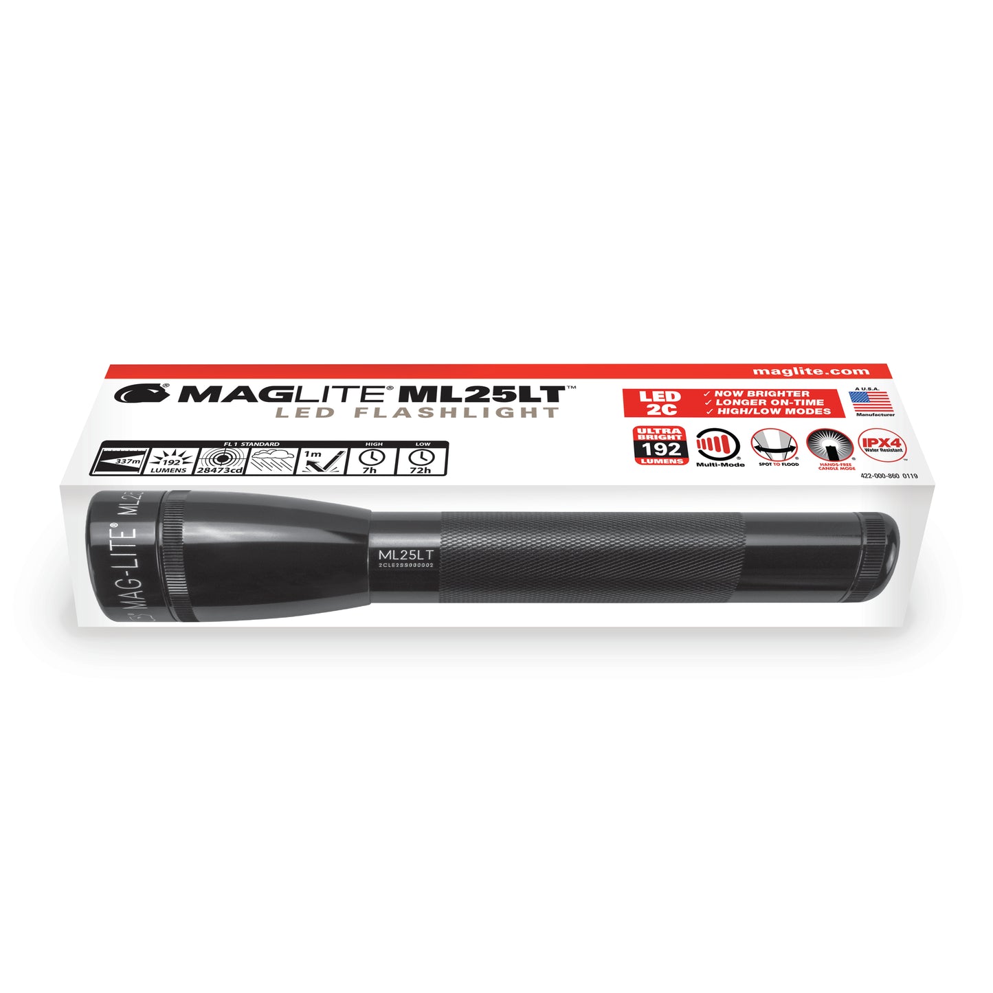 ML25LT LED 2-Cell C Flashlight - Gray - Custom Engraving