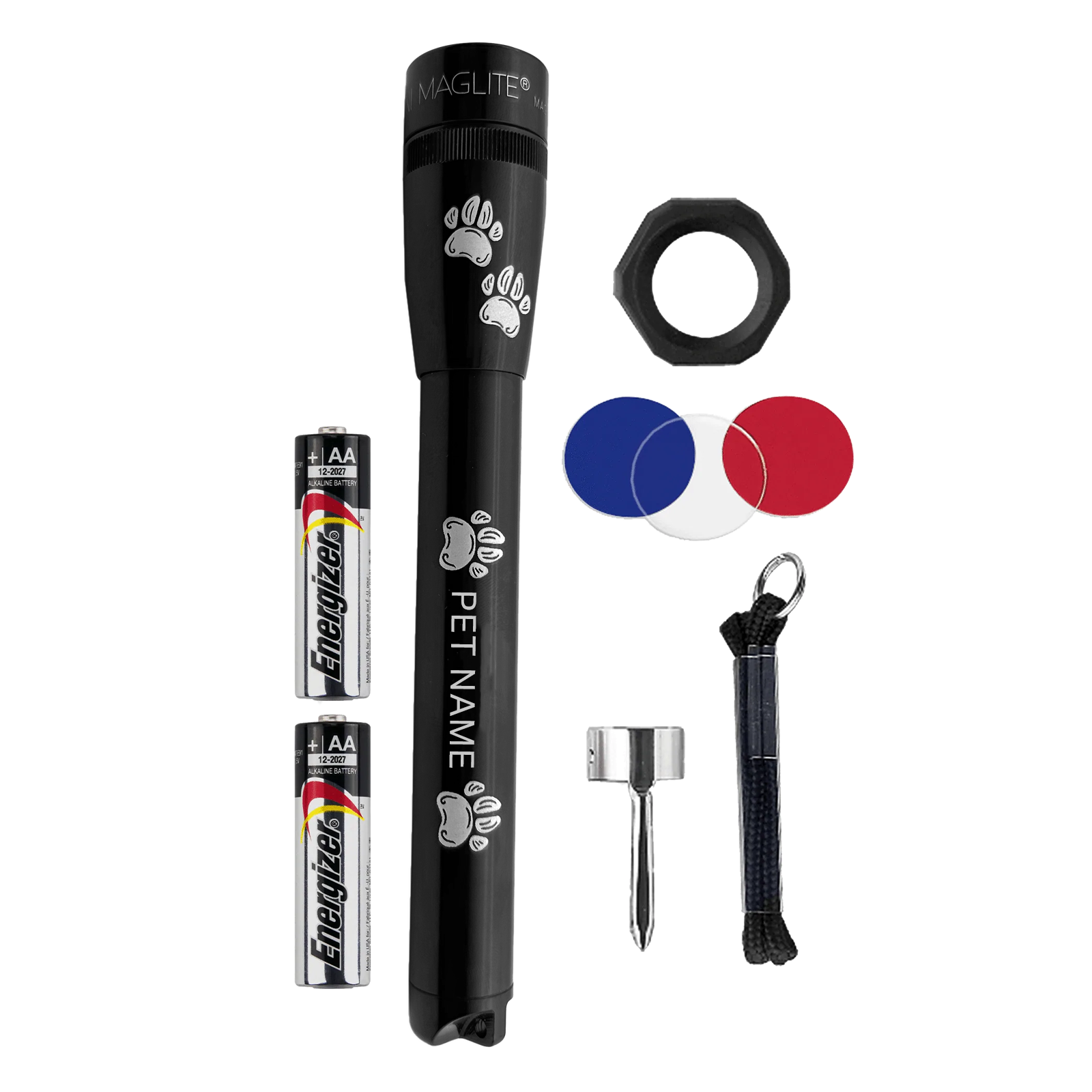 Mini Maglite Pro LED Flashlight - Black - Custom Pet Engraving