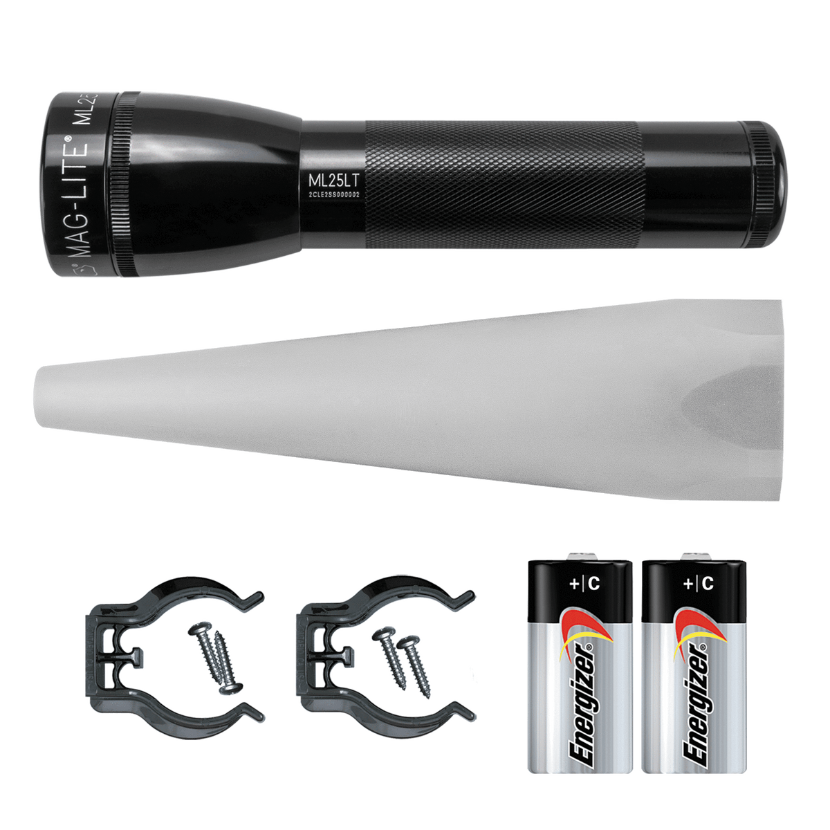 Maglite ML25LT LED flashlight in black with knurled grip from the adventure pack