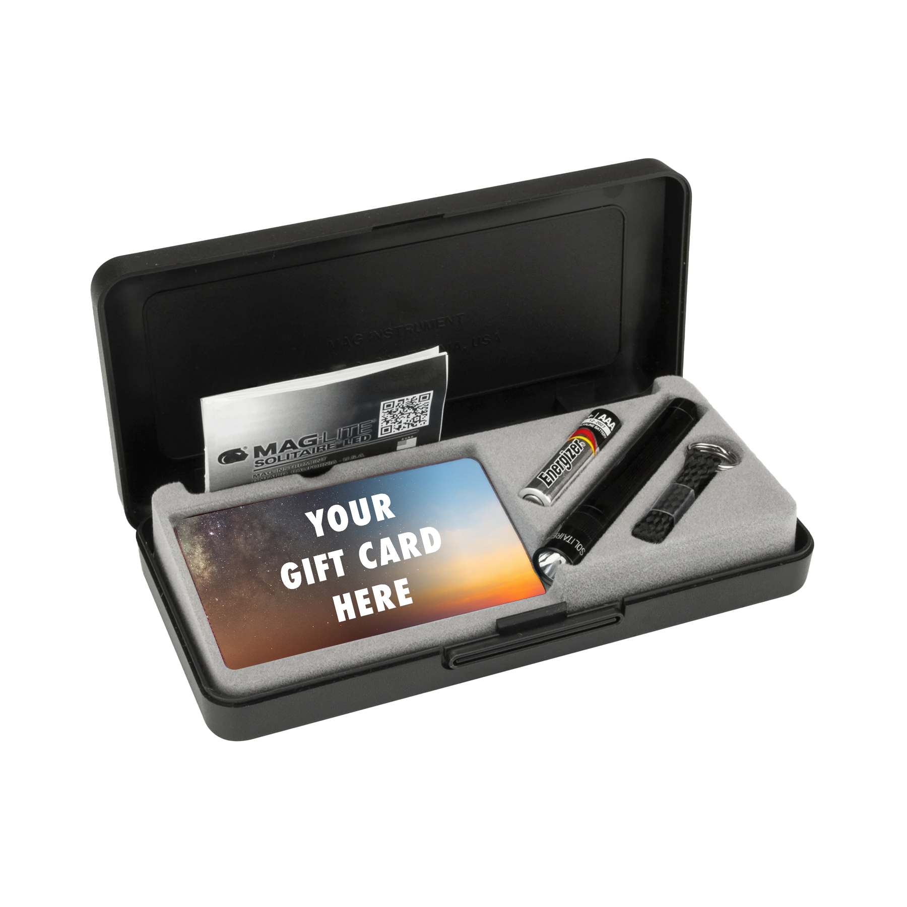 Solitaire LED Key Chain Flashlight with Gift Card Gift Box