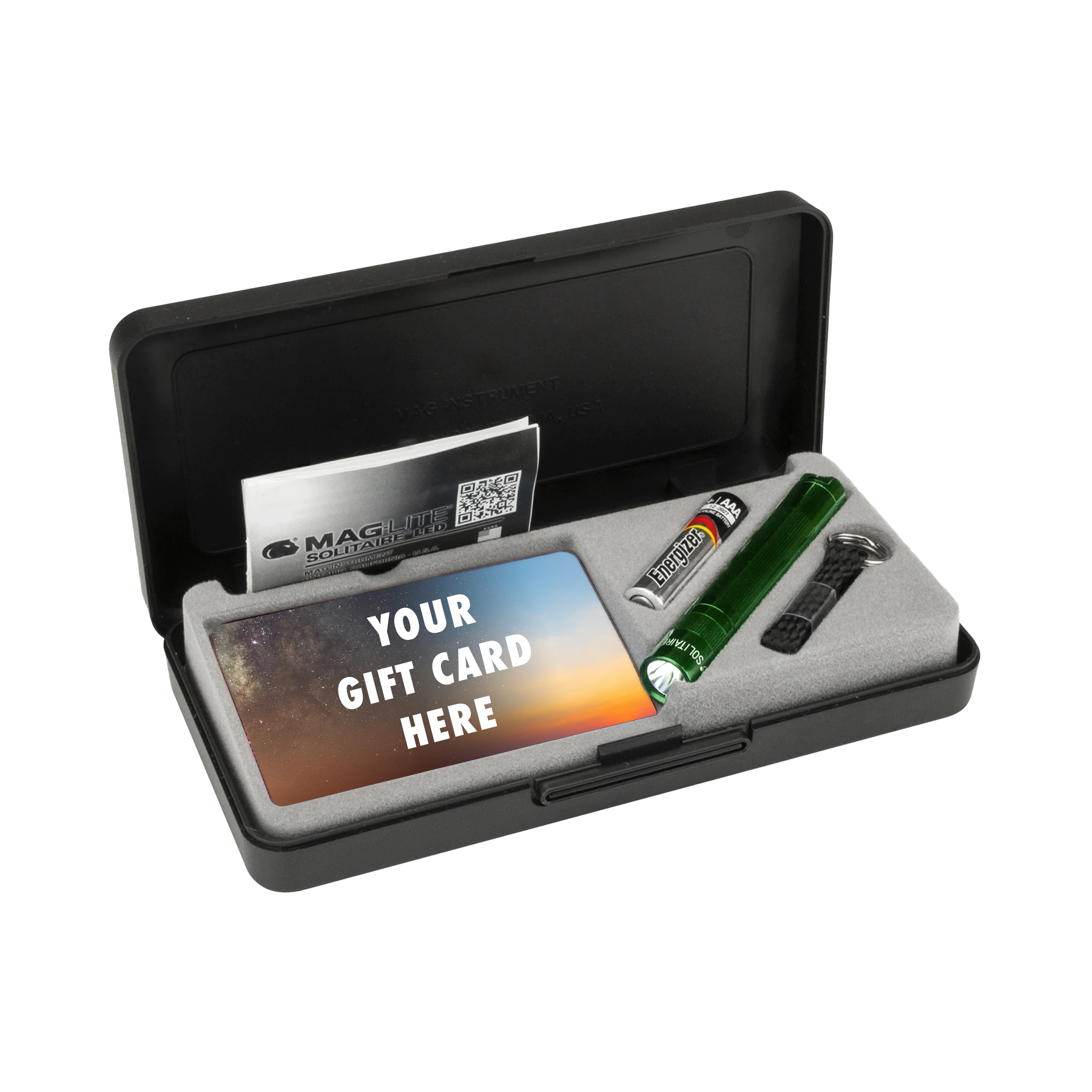 Solitaire LED Key Chain Flashlight with Gift Card Gift Box