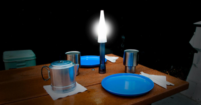 camping light on table
