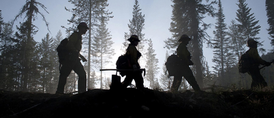 firefighters walking