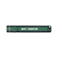 Dark green Solitaire LED key chain flashlight with custom engraving Mike Thompson.