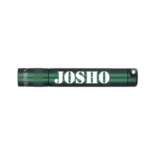 Solitaire LED Key Chain Flashlight - Dark Green -Custom Engraving