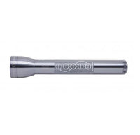 Gray ML300L 3-Cell D flashlight with engraved circular icons along the grip