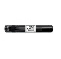 Solitaire LED key chain flashlight in black with Farm Bureau Insurance logo label