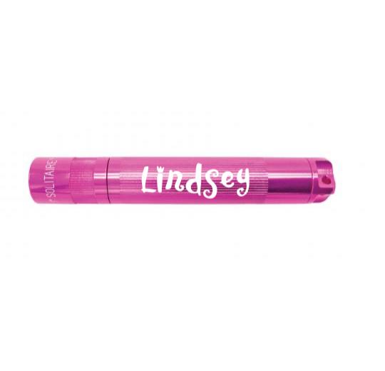 Solitaire LED Key Chain Flashlight - Pink - Custom Engraving