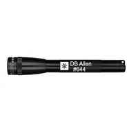 Mini Maglite Pro LED flashlight in black with custom engraving DB Allen #644