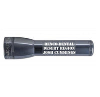 Gray ML25LT LED 2-Cell C flashlight engraved with Benco Dental Desert Region Josh Cummings