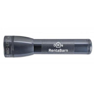 Gray ML25LT LED 2-Cell C flashlight with RentaBarn branding on the body