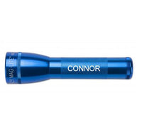 Blue ML25LT LED two cell C flashlight engraved with CONNOR