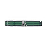 Dark green Solitaire LED keychain flashlight with engraved design