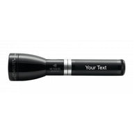 ML150LRS gloss black rechargeable LED flashlight with Your Text engraving on the body