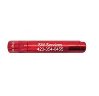 Red Solitaire LED key chain flashlight with engraved SW Services text