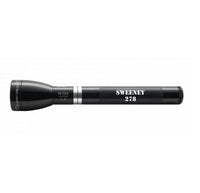 Gloss black ML150LR rechargeable LED flashlight with Sweeney 278 engraving along the body