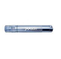 Gray Solitaire LED key chain flashlight with engraved name along the body