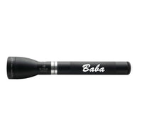 Matte black ML150LRX rechargeable LED flashlight with Baba engraving