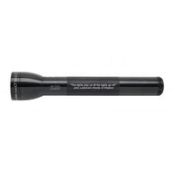 Black ML300L LED 3-Cell D flashlight with engraved quote along the body.