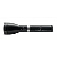 ML150LRS rechargeable LED flashlight in gloss black with chrome ring and custom engraving