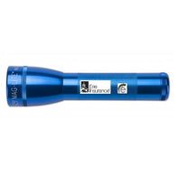 Blue ML25LT LED 2-Cell C flashlight with Erie Insurance logos on the side