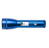 Blue ML25LT LED 2-Cell C flashlight with Erie Insurance logos on the body