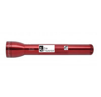 Red ML300L LED 3-Cell D flashlight with custom engraving and logos on the body