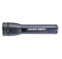 Gray ML25LT LED 2-Cell C flashlight with textured grip and Eliot Shive engraving