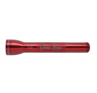 Red ML300L LED three-cell D flashlight with custom engraving.
