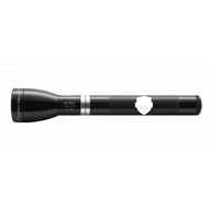 Gloss black ML150LR rechargeable LED flashlight with tactical engraving.