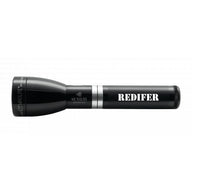 Gloss black ML150LRS rechargeable LED fast charging flashlight with REDIFER engraving and a silver accent ring.