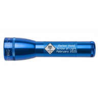 Blue ML25LT LED 2-Cell C flashlight with engraving Parker Hood Arrow of Light February 2025