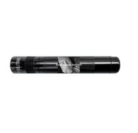 Black Solitaire LED key chain flashlight with custom engraving and wraparound label