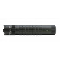 Black Mag-Tac CR123 LED flashlight with crowned bezel and knurled body