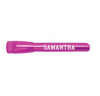 Pink Mini Maglite Pro LED flashlight with SAMANTHA engraving
