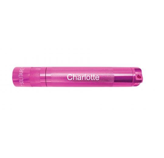 Solitaire LED Key Chain Flashlight - Pink - Custom Engraving