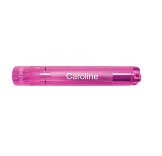 Solitaire LED Key Chain Flashlight - Pink - Custom Engraving