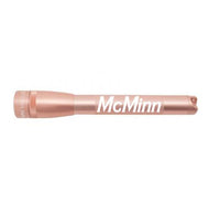 Rose gold Mini Maglite Pro LED flashlight with custom engraving along the barrel.