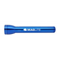 Blue ML300L LED three-cell D flashlight with Maglite logo and custom engraving.