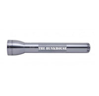 Gray ML300L LED three-cell D flashlight featuring The Bunkhouse engraving.