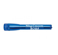 Blue Mini Maglite Pro LED flashlight with Meg Croom 2025 engraving