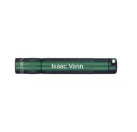 Dark green Solitaire LED key chain flashlight engraved Isaac Vann